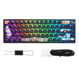 MOLGRIA SKYLOONG GK68 68-Key RGB Backlit Gaming Keyboard with Side Transparent Pudding Keycaps, Hot Swappable Red Optical Switches, Type C Wired Knob Mechanical Keyboard for Win/Mac OS