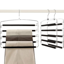TOPIA HANGER Pants Hangers Space Saving, 3-Pack Swing Arm Pants Organizer for Closet, Non-Slip Foam Padded Organizer Hanger for Multi Slacks, Jeans, Trousers, Skirts, Scarfs (Black)-CT27B