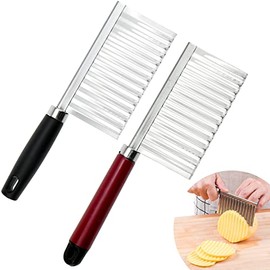2 PACK French Fry Crinkle Cutter,Wavy Potato Slicer Cutter,Vegetable Veggie Chopper Cut Knife,Cucumber Carrot Garnishing Knife, Home Kitchen Wavy Blade Cutting Tool