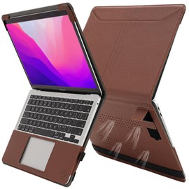 TYTX Compatible with MacBook Pro 13 inch Leather Case with Vents and Stand Function 2024 2023 2022-2016 M2 M1 (A1989 A1706 A1708 A2159 A2289 A2251 A2338) Protective Leather Case for Laptop, Brown