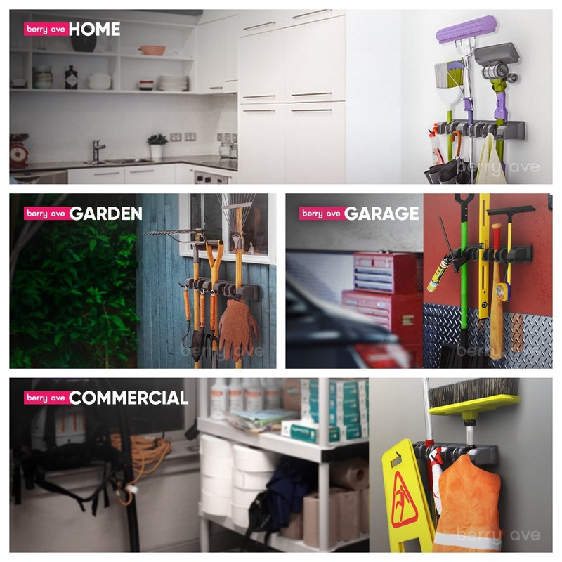 EXTRA GRIP Mop & Broom Holder Wall Mount - Wall