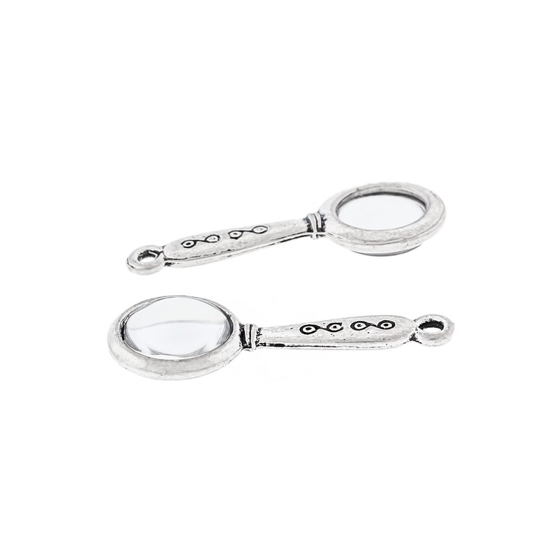 Bohemian Findings 4 Magnifying Glass Charms Antique Silver Tone Two