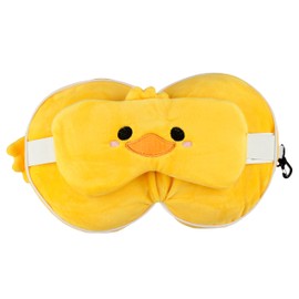 Relaxeazzz Neck Pillow with Eye Mask, Duck, Cute, Plush, One-Piece, Eye Mask, Genuine Japanese Product