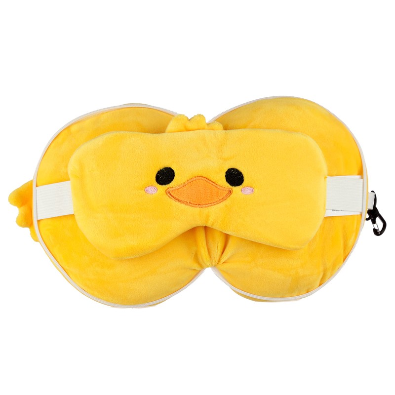 Relaxeazzz Neck Pillow with Eye Mask, Duck, Cute, Plush, One-Piece,