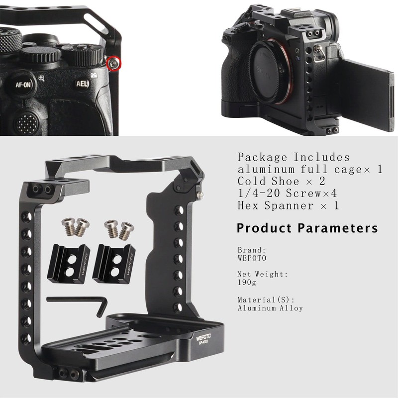 WEPOTO Camera Cage for Sony Alpha 7S III / A7S