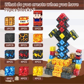 Yolla Loos Magnetic Building Blocks Montessori Toy Set 70 Pieces A Gift for Children Aged 3+