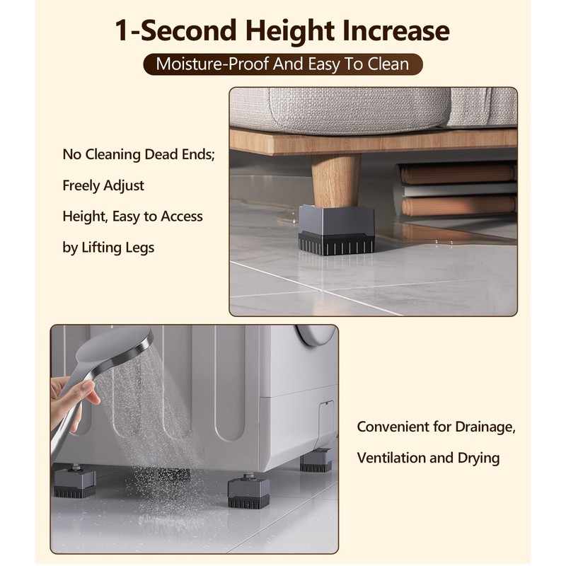 Blissfuhue Heavy Duty Bed Frame Risers - Adjustable Furniture Risers,