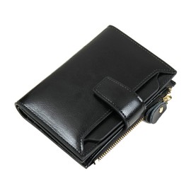 Gualiy Women's Leather Purse with RFID Protection Purse Large Capacity Wallet for Women Girls Vintage Purse with Zip Pocket and Card Slots, Short black