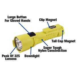 Bright Star Razor FSL Dual Light Hands-Free Magnetic LED Flashlight,14000 Candela Brightness, 3AA-Cell Alkaline Battery-Powered, 10 Hour Runtime with Dual Light Mode, Yellow (60170)