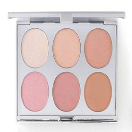 New Again by Jerome Alexander Highlighter Palette & Brush, 6 Buildable & Blendable Micronized Powder Highlighting & Contouring Shades (Warm Tones)