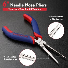 WORKPRO 6" Needle Nose Pliers (Smooth Jaw), Mini Long Nose Pliers with Comfort Grip Handles, Jewelry Pliers for Wire Wrapping, Crafts, Jewelry Making Supplies