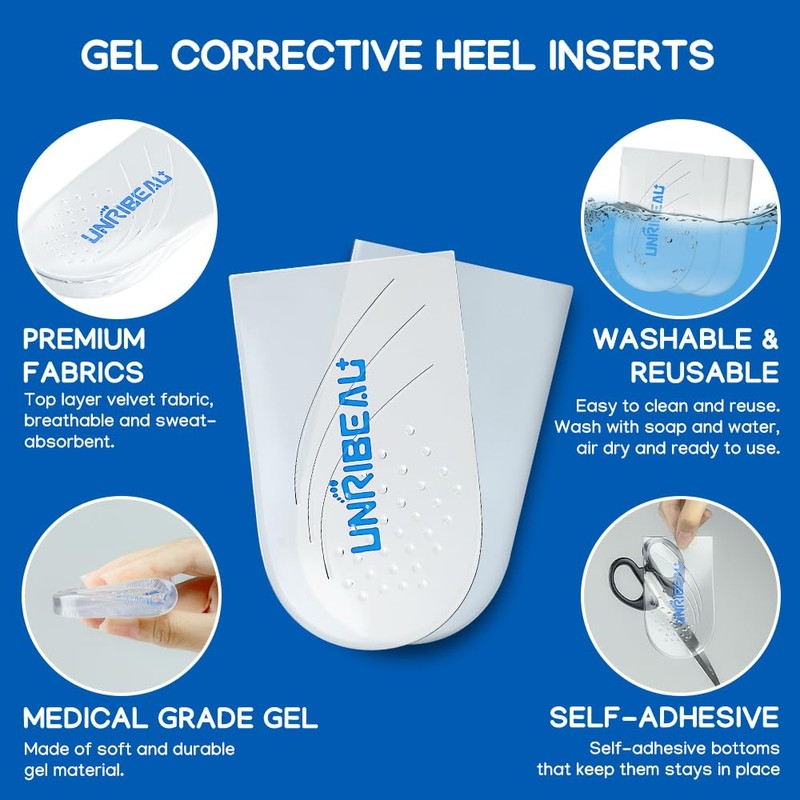 Unribeau 2 Layers Adjustable Supination & Pronation Correction Heel Insoles,Self-Adhesive