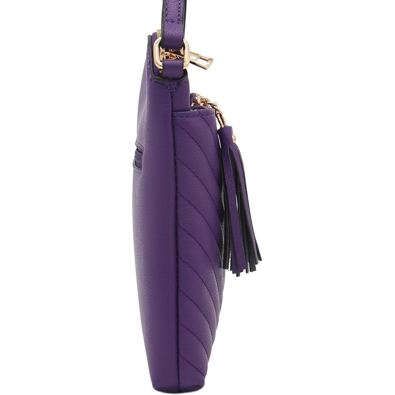 Chevron - Bolso cruzado acolchado mediano con detalle de borla