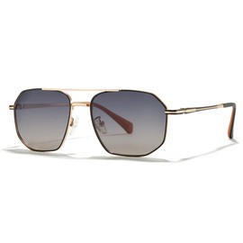 Cyxus Sunglasses for Men Polarized Sunglasses for Men Aviator Sunglasses UV400 Protection for Driving Golf Fishing Brown Gold 1021-CA2