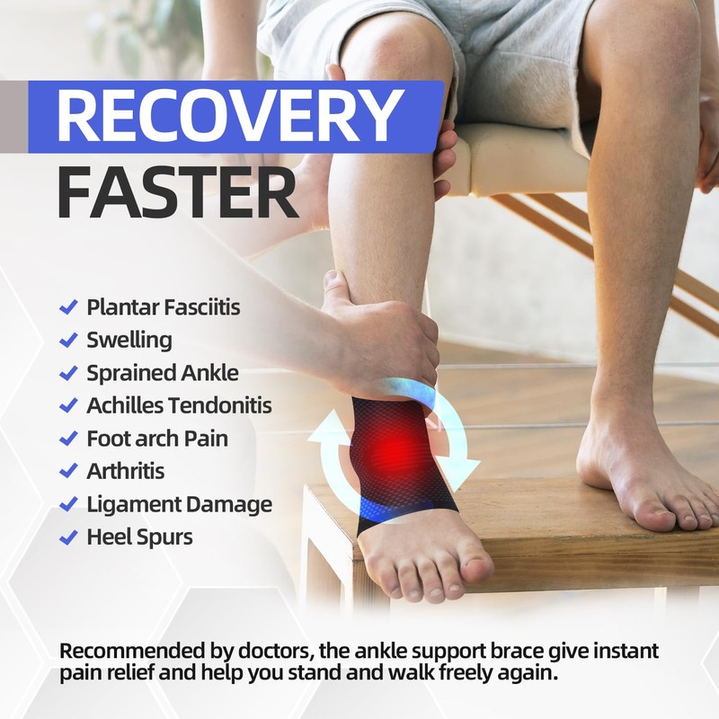 2 Pack Ankle Support for Sprained Ankle, Plantar Fasciitis Relief