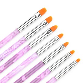 Brush Set 7 Pieces for Nail Art with 1 Piece Cuticle Pusher, Nail Brush UV Gel Brush Set, Precise Professional Painting Salon Tool, Perfect for Gel & Acrylic Nails Nail Art