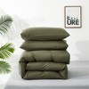 Pureant Olive Green Comforter Sets California King Solid Dark Green