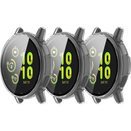3 Pack Case Intended for Garmin Vivoactive 5 Smart Watch Waterproof Protective Case Hard PC Plated All Around Scratch-Proof Screen Protector Cover (Clear-Clear-Clear)