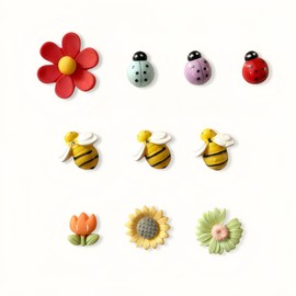 10 PCS Flower bee Ladybug Refrigerator Fridge Magnets, Cute Locker Magnetic whiteboard Colorful Decor for Girls, Funny Office Kitchen Accessories