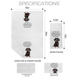 Dachshund Kitchen Towels Set of 2, Dachshund Gifts for Women Dachshund Lovers, Dachshund Decor Dish Towels Tea Towels for Kitchen, Weiner Dog Gifts Hand Towels for Bathroom, 16x24 Inch
