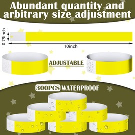 Tudomro 300 Pieces Paper Wristbands for Events Waterproof Neon Bracelets Concert Identification Wristbands Hand Bands Events Adhesive Bracelets for Party(Yellow)