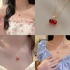 Yienate Red Crystal Cherry Necklaces Choker Cute Creative Ruby Cherry
