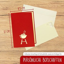 LINPOPUP®, LIN17499, pop-up card, 3D birthday card for BBQ fans, garden party, barbecue party, invitation card, folding card, N272