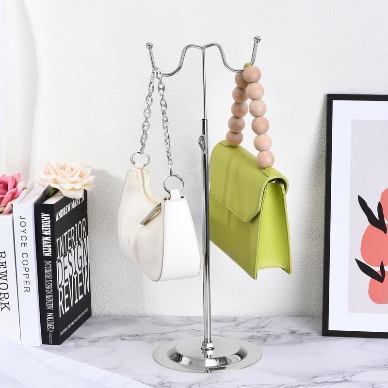 sourcing map Purse Display Stand 1Pack Adjustable Tabletop Double Hook