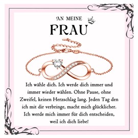 PDTU Valentine's Day Gift for Wife Infinity Sign Bracelet 925 Silver Rose Gold