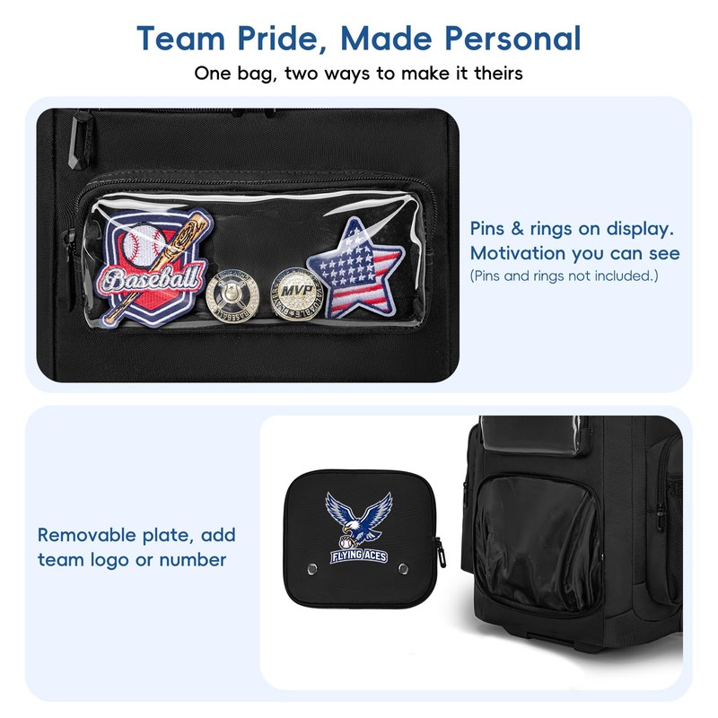 KAVIGOR 80L Rolling Baseball & Softball Bag for Youth &
