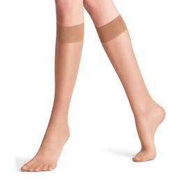 FALKE Women's Seidenglatt 15 DEN W KH Sheer Plain 1 Pair Knee-High Socks, Skin colour (Sun 4299), 5.5-8
