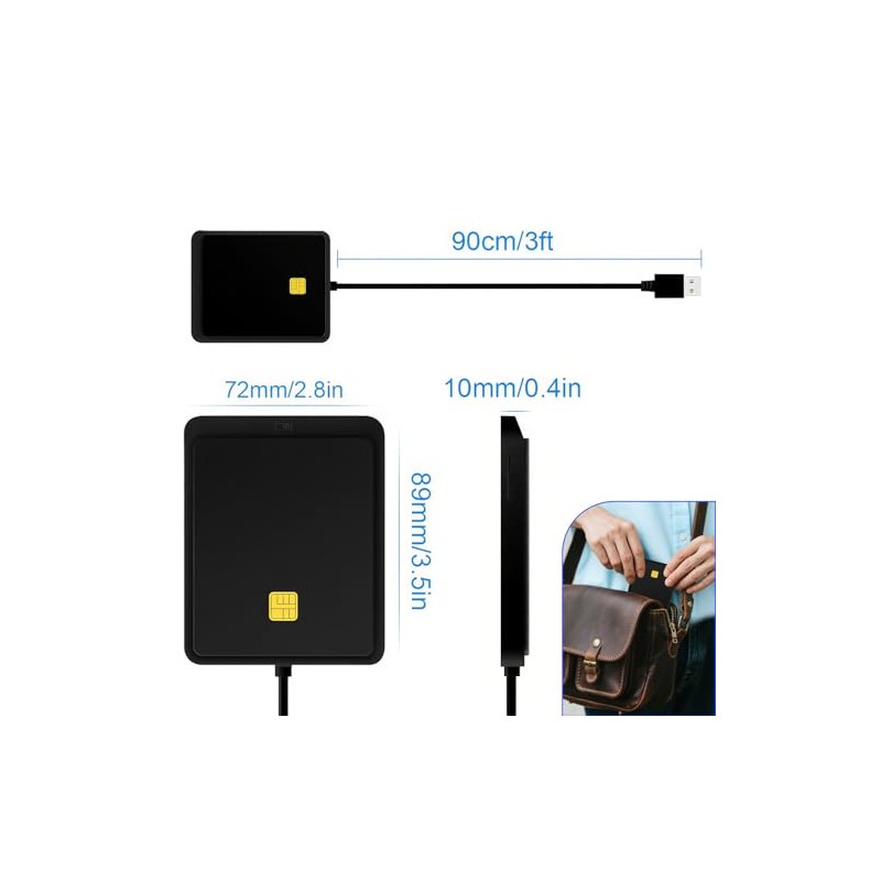 CAC Lector de Tarjetas Inteligentes, Reader USB C, Consulta saldo