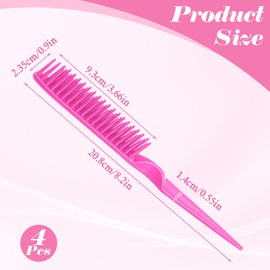 4 PCS Pink 3 Row Comb for Natural Hair, The Unbraider to Take Braids Out, Three Row Comb for Women Men Detangling and Sectioning