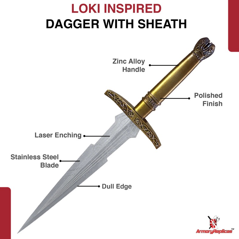 Armory replicas Loki Inspired Dagger with Sheath – Stainless Steel