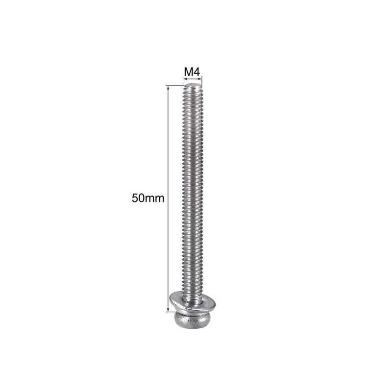 sourcing map M4 x 50mm Stainless Steel Phillips Pan Head