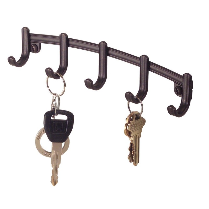 iDesign York Lyra Wall-Mounted Key Holder, Metal Key Hooks Strip