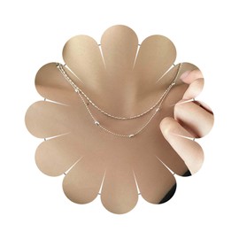 Iaceble Boho Layered Choker Necklace Mini Ball Chain Necklace Silver Beaded Necklace Choker Beads Station Necklace Jewelry for Women