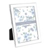 Laura Ashley 5x7 White Enamel Picture Frame, Silver Metal Edge