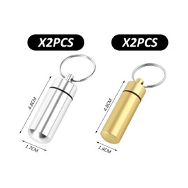 Pack of 4 Mini Pill Box, Metal Pill Box, Pill Box Keyring, Small Pill Box, Portable Pill Box Keyring, Small Pill Box for Takeaway