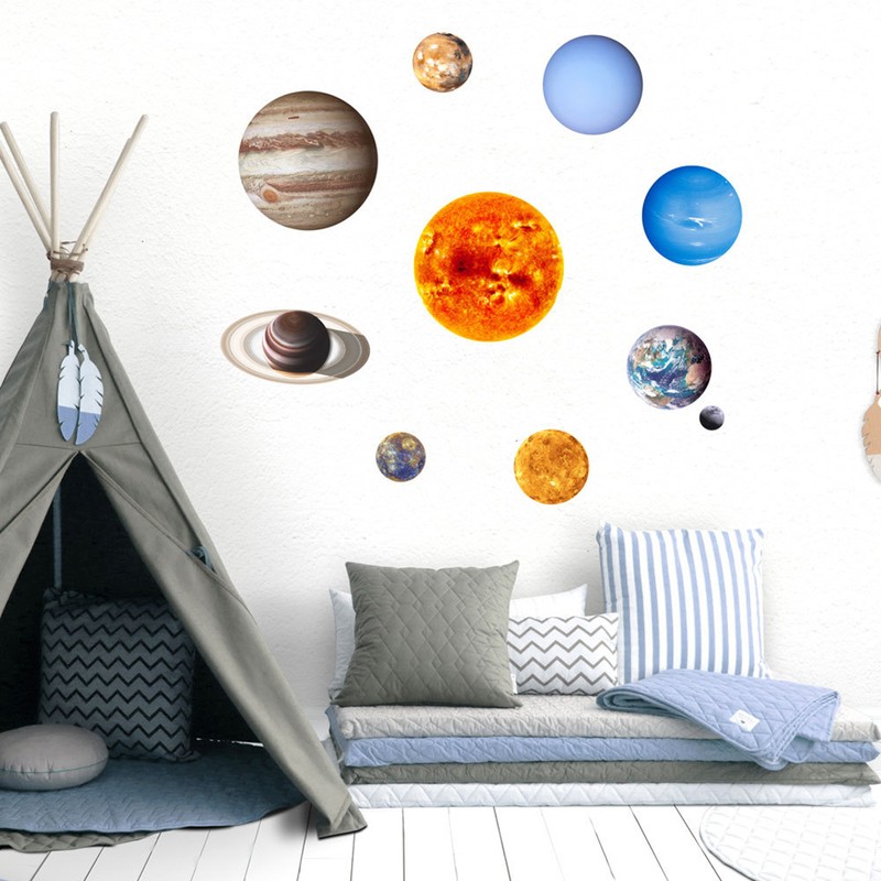 Luminous Solar System Themed Glowing Wall Sticker Home Decor for