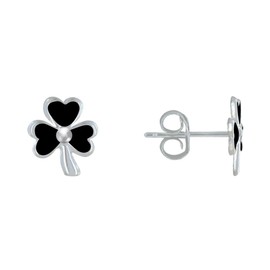 LES POULETTES BIJOUX - Sterling Silver Enamelled Clover Earrings, enamel