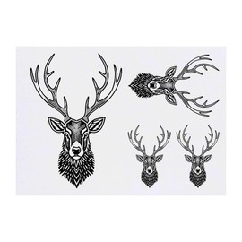 Azeeda 4 x 'Magischer Hirschkopf' Temporäre Tattoos - Wasserfest, Hautfreundlich & Ungiftig · Transfers in Verschiedenen Größen (TO00067680)