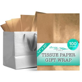 Ocean Tides Premium 100 Sheets (14 x 20 Inches) Valentine’s Wrapping Paper – Gift Wrapping Tissue Paper Bulk for Romantic Gifts, Crafts, & Birthdays – Colored Tissue Papers for Gift Bags, Gold