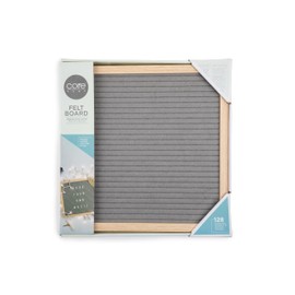 Core Home Felt Letter Board with Vintage Frame and Stand - Includes 128 Letters, Numbers, and Symbols - 12" x 12" - Grey