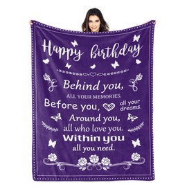 Kendt Birthday Blanket for Women,Mom,Sister, Birthday Gifts for Women,Fleece Soft Cozy Fuzzy Fluffy Throw Blanket for Couch Purple Throw Blanket(60"x50")