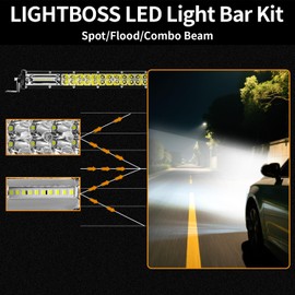 LED Light Bar Kit, (2) 30inch Double Row LED Bar with Flood Spot Combo Beam, (4) 4inch Light Pods, (2) Wiring Harness, 12V 24V Off Road Driving Lamps for Truck ATV SUV RV Tractor