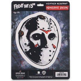 Open Road Brands Friday The 13th Jason Mask Adhesive Vinyl Decal - Scary Jason Sticker Decal for Car, Window, Water Bottle or Laptop