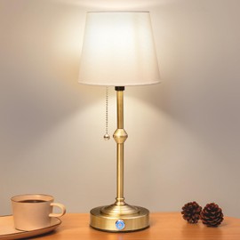 Nurforta Rechargeable Table Lamp - Cordless Lamp for Living Room & Bedside Lamps for Nightstand, 3-Level Brightness Battery Powered LED Lamp for Table Decor, Home, Restaurant & Emergency (Gold)