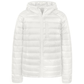 wantdo Men's Packable Down Jacket Lightweight Puffer Jacket Hooded Winter Jacket (White, Large)
