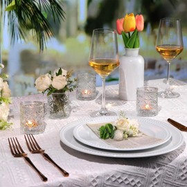 sunnyfuture 36pcs Clear Votive Candle Holders Bulk for Wedding Glass Tea Lights Candle Holder for Table Centerpiece Vintage Clear Candle Votives for Wedding Baby Shower Home Decor Gift